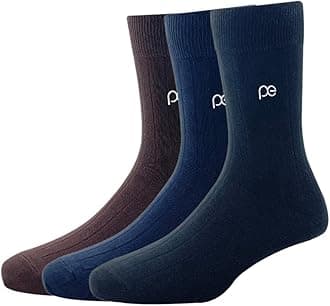 Men's Cotton Full Length Socks (Pack of 3) Brown, Navy, Black
