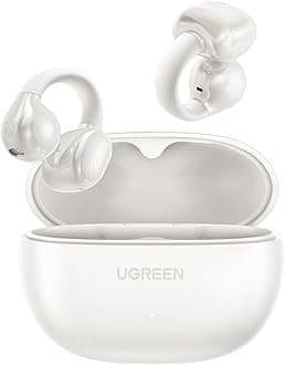 UGREEN HiTune S3 Open Ear Earbuds Bluetooth 5.4 Clip On Wireless Headphones ENC Mic for Clear Calls 30H Playtime IPX5 Waterproof Earphones for Running Workout, Cyclists, Compatible with iPhone, White