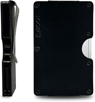 Leather RFID Wallet for Men – Slim Minimalist Card Holder with Cash Clip and AirTag Compatible – Durable Front Pocket Wallet with Black Leather (Black Leather Clip)