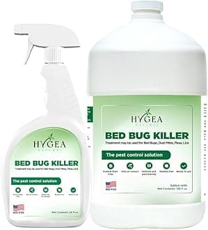 Hygea Natural Bed Bug & Lice Elimination Duo - Includes 24 Ounce Lice, Bed Bug & Mite Spray & 128 Ounce Refill - Child & Pet Friendly - Stain & Odor Free Spray