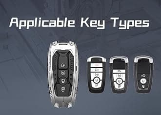 Heavy Key Fob Cover Case Protector for Ford, Keychain, Accessories for Ford Explorer Fusion Escape Edge Expedition F150 F250 F350 F450 F550 Maverick Mustang 3/4/5 Buttons (Model-A Silver)