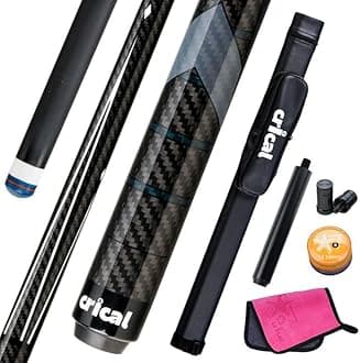 'CRICAL Carbon Fiber Pool Cue Stick 58'' Billiard Cue Sticks Professional Low Deflection Pool Sticks with 3/8 * 8 Pin Joint and 12.5mm Tip'