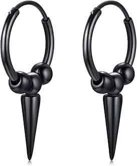 Spike Earrings 925 Sterling Silver Sword Cross Huggie Hoop Earrings Small Dagger Spike Dangle Drop Hoop Earrings Punk Jewelry Earrings for Women Men