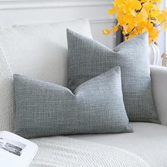 JOTOM Set of 2 Cushion Covers 40x60 cm Linen Dark Grey Decorative Throw Pillow Covers 16x24 Inch Lumbar Cushion Case Home Decor Pillowcases for Couch Sofa Living Room Bed (Dark Grey)