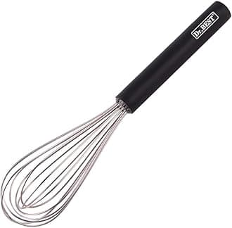 Dr.BEST Stainless Steel Whisk Egg Beater Anti-slip Silicone Handle Comfortable Grip（10.5Inch/Black）