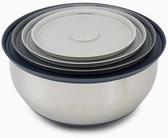 Joseph Joseph Prep&Store- Stainless Steel Mixing Nest Bowls with Lids, 8 piece Metal Bowl food Storage Set, Stainless Steel