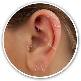 Gold Hoop Earrings Silver Hoop Earrings - Hoop Earrings For Women Two Pcs Of Thin Gold Filled Sterling Silver Hoops, Helix Hoop, Tragus Ring, Cartilage Hoop