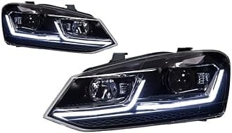 Auto Parts Compatible For VW POLO Headlights 2011-2018 GTI latest Styling Daytime Lights Dual Projector Car Accesorios Modified(H4,RHD)