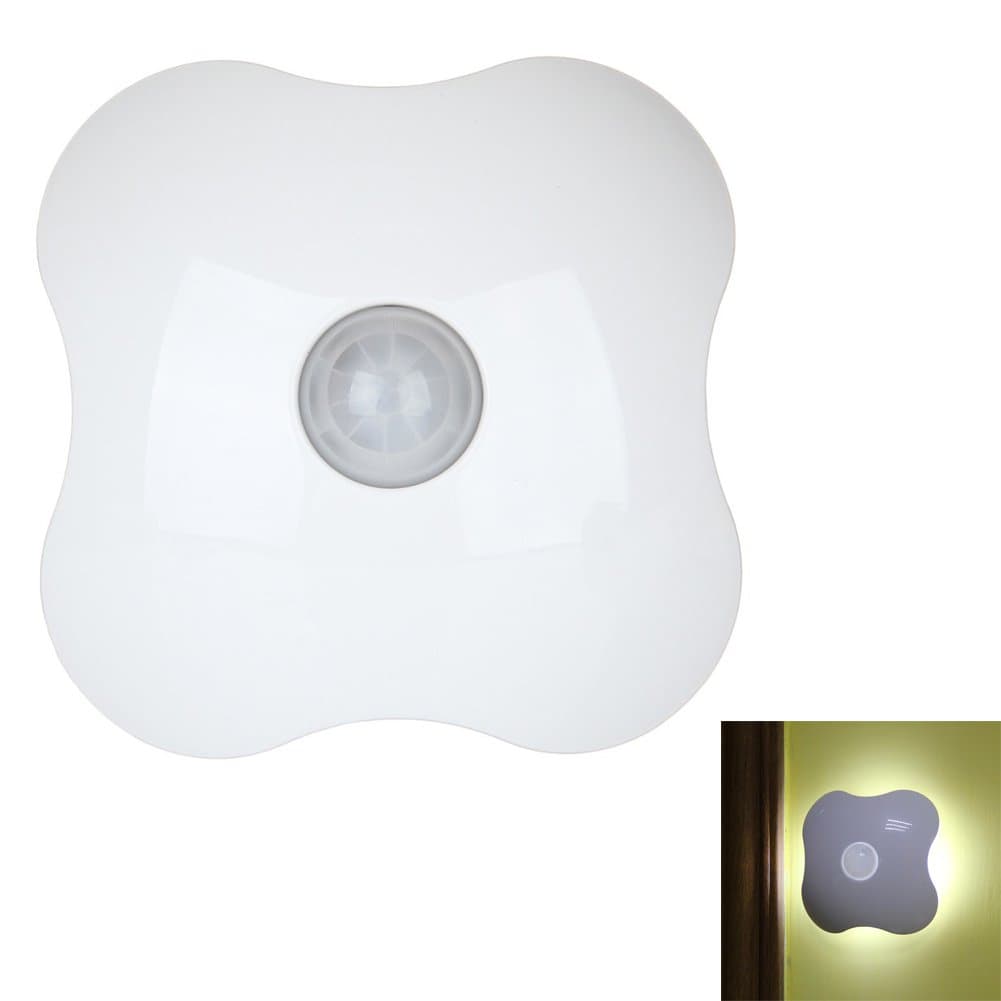 Citiger(TM) Four-Leaf Clover LED Night Light, USB Rechargable, 6 LED, Human Body Induction, Motion Sensor Activated, Stick-on Anywhere, Detachable for Charging and Emergency Use (White Light)
