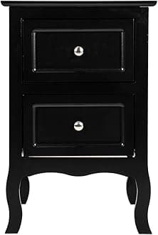 Bonnlo Black Nightstand with 2 Drawers, Night Stands for Bedrooms, Small Bed Side Table/White Night Stand with Drawers for Small Spaces, College Dorm, Kids’ Room, Living Room, French, 16W x 12D x 24H