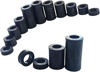M4 x 15mm Black Nylon Spacers and Standoff Washers for M3, M4, M5, M6, M8 Screws, Lengths 3mm to 30mm (Pack of 12)