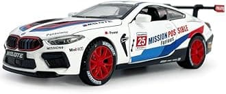 1/32 BMW M8 GTE Model Car Toy Car Diecast Toys for Kids Boys Pull Model -White