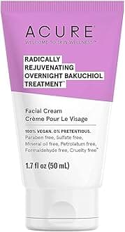 Acure Radically Rejuvenating Bakuchiol Facial Cream - Plant Squalane Retinol Alternative for Overnight Skin Treatment- Vegan Plant-Based Extract - Helps Reduce Appearance of Fine Lines, 1.7 fl oz