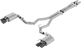 BORLA 140743BC Cat-Back Performance Exhaust System for 2018-2023 Ford Mustang GT (Inc. Bullitt) V8 T-304 Stainless Steel ATAK Sound Dual Split Rear Exit Dual 4" Round Black Chrome Tips On Each Side