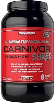 MuscleMeds Carnivor Shred Fat Burning Hydrolized Beef Protein Isolate, Chocolate, 2.28 Pound