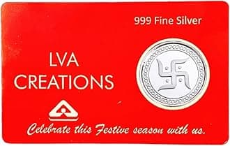 LVA CREATIONS 1 Gram Silver Coin 1g Silver Coin bar 999 bis hallmarked with Packaging For Diwali Puja, Occasions, Festive Season, Opening Ceremony and Coporate Gifting