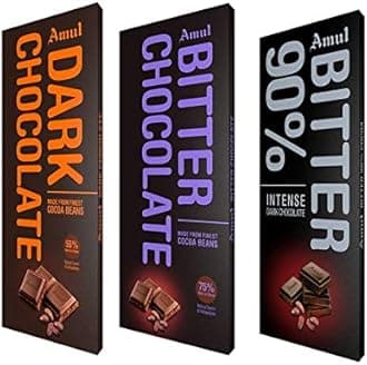 Amul Dark Chocolate: Assorted Pack Of 55%,75% And 90%, 450 Grams