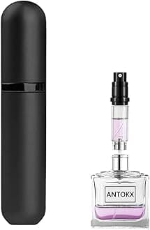 Travel Perfume Bottle Atomizer - 5ML Perfume Atomiser, Scent Pump Case, Leakproof Portable Perfume Sprayer for Women and Men (Black-1)