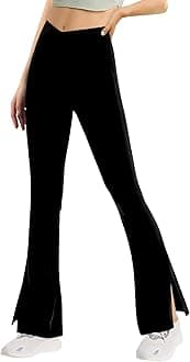 GnainachGirls' Leggings Cross Flare Pants Black High Waist Soft Stretchy Full Length Yoga Bootcut Pants for Kids Teens Dance