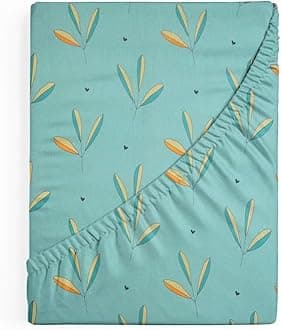 Premium Cotton 220tc Elastic Fitted Bedsheets with 2 Pillow Covers | King Size Bed with All Around Elastic 220 TC Supersoft Printed Pattren Breathable |Size-78 x72+10 inches |Mint Green