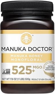 Manuka Doctor - MGO 525+ Manuka Honey Monofloral, 100% Pure New Zealand Honey. Certified. Guaranteed. Raw. Non-GMO (17.6 oz)