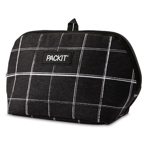 PackIt® Freezable Snack Bag, Black Grid, Built with EcoFreeze® Technology, Foldable, Reusable, Zip Closure Locks in Cool Dry Air, Great for all Ages, and Fresh Snacks On the Go