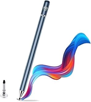 Tukzer Capacitive Stylus Pen for Touch Screens Devices, Fine Point, Lightweight Metal Body with Magnetism Cover Cap for Smartphones/Tablets/iPad/iPad Pro/iPhone (Grey)