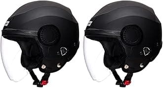 Studds Urban O/F Helmet BK/BK Strip(M) & Urban Black with Black Strip Open Face Helmet (L), Cycling