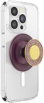 Phone Grip for MagSafe with Kickstand, Magnetic Stand, Swappable Top, Secure Hold for iPhone MagSafe Cases, Phone & Tablet Grip - Enamel Sun Fire