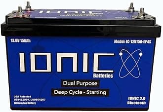 Ionic Lithium 12V 150Ah | Dual Purpose Starter Battery 1600 CA + LiFePO4 Deep Cycle + Bluetooth