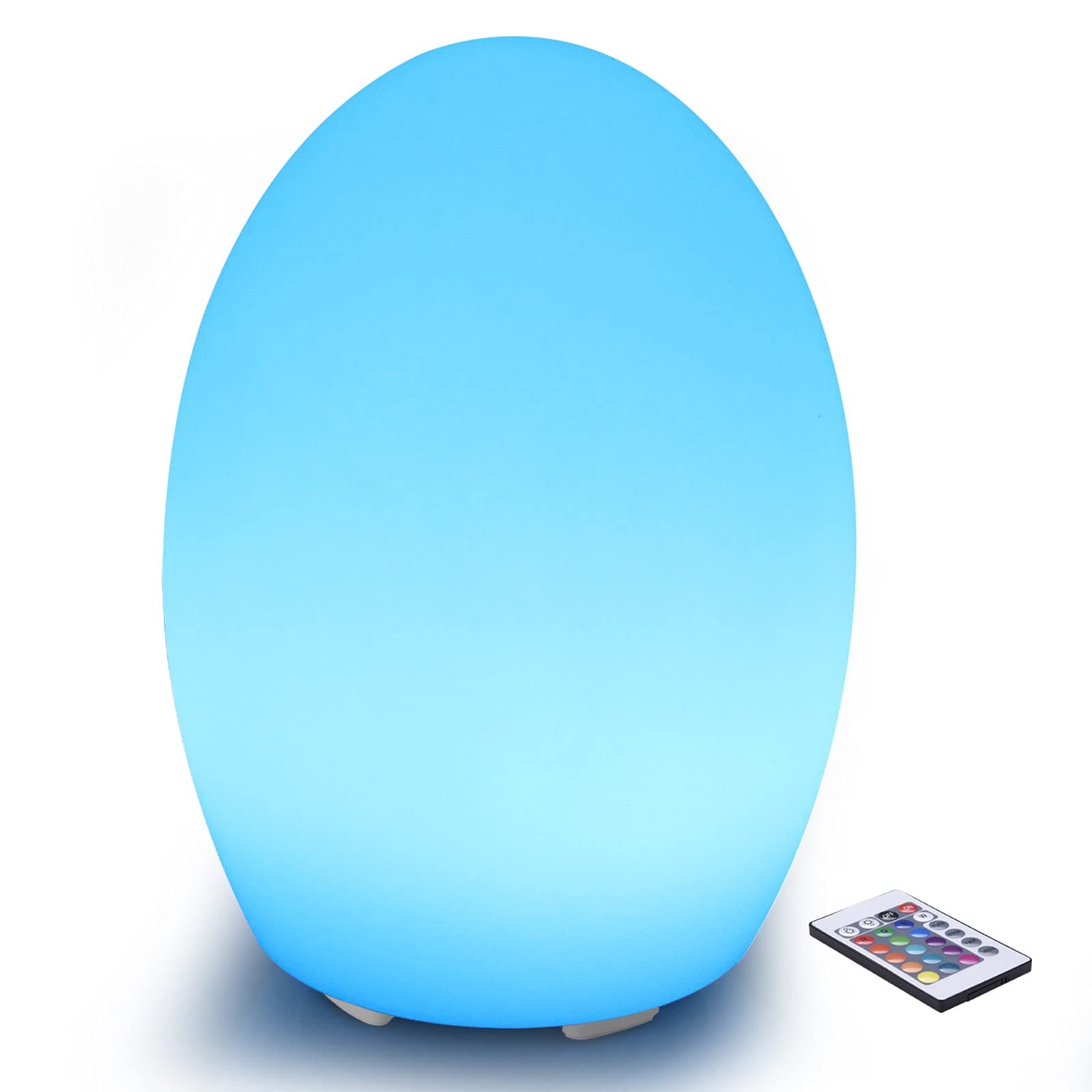 Borelor 8-inch LED Egg Shape Night Light, 16 Color Changing Rechargeable Mood Lamp with Remote Control, Dimmable Decorative Lighting for Home/Party/Wedding/Lawn Decoration(Feet Version)