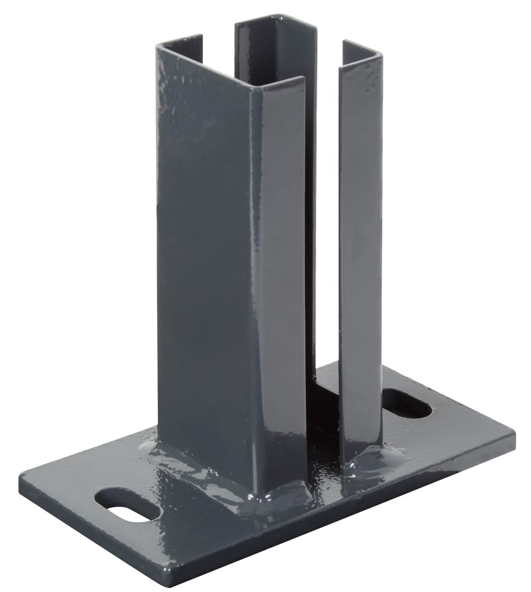 Alberts 685447 Post Support for Corner Posts for Double Rod Mats | to unscrew | hot-dip galvanised, anthracite plastic-coated RAL 7016 | plate 150 x 80 mm | for posts 60 x 60 mm