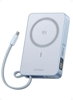 MagFlow 10,000mAh Power Bank, Qi2 25W Certified Wireless Charging, Magnetic Portable Charger for MagSafe with Built-in Cable, 30W USB-C Battery Pack for iPhone 17 Pro Max/16/15/14/13/12