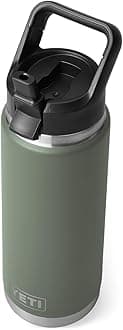 YETIRambler 26 oz Bottle, Vacuum Insulated, Stainless Steel with Straw Cap, Camp Green