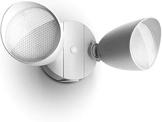 LUTEC 6222W-D2D Outdoor Security Wall Light Waterproof 2500 Lumens 32W Dual Head Flood Light Full Metal Design for Patio Garden Patio White