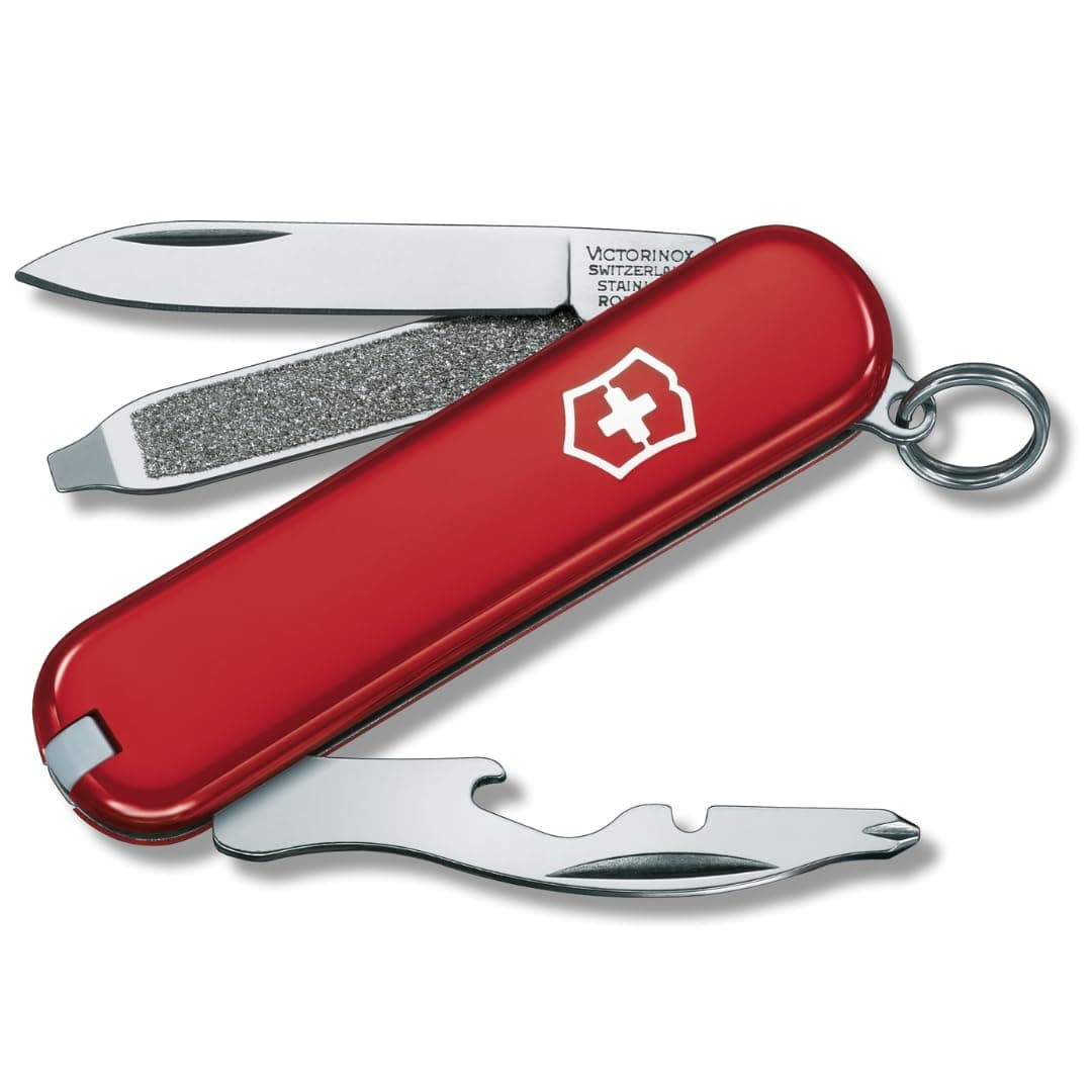 Rally Swiss Army Knife Small, Multi Tool, 9 Functions, Bottle Opener, Screwdriver, Red