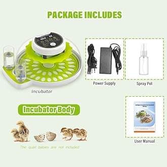 Quail Egg Incubator for Hatching Quail Eggs with Automatic Turner and Humidity Control, Quail Egg Hatching Incubator, Suitable for Chicken Duck and Other Poultry