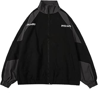 Sumleno Y2k Jacket for Women Zip Up Bomber Jacket Y2k Clothing Racing Varsity Jacket Oversized Color Block Jacket Unisex