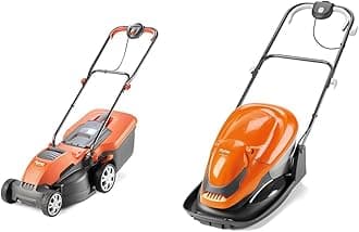 Flymo Speedi-Mo 360C Electric Wheeled Lawn Mower, 1500 W, Cutting Width 36 cm, Orange/black & EasiGlide 300 Hover Collect Lawn Mower - 1700W Motor, 30cm Cutting Width, 20 Litre Grass Box