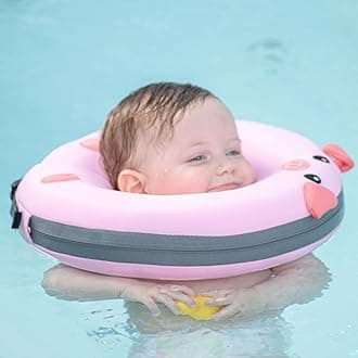 Non Inflatable Infant Pool Floats,0-18 Months Baby Boys Girls Swim Float Three-Layer Woven Fabric Cover Double Safety Buckle Pearl-Foam#0530