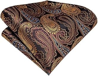 Hi-Tie Silk Paisley Necktie and Pocket Square Cufflinks Set