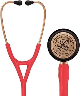 MDLS Cardiology IV Rose Gold Stethoscope For Doctors and Students | Health & Medical Equipment | Stethoscope for Doctors, Nurses, and Medical Professionals & Cardiology (Cherry Pink)
