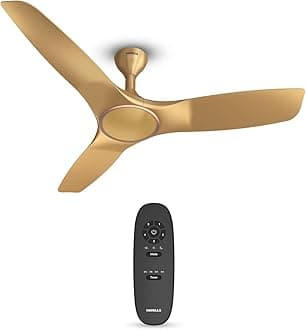 Havells 1200mm Stealth Air BLDC Motor Ceiling Fan | Remote Controlled, High Air Delivery Fan | 5 Star Rated, Upto 60% Energy Saving, 2 Year Brand Warranty | (Pack of 1, Champagne)