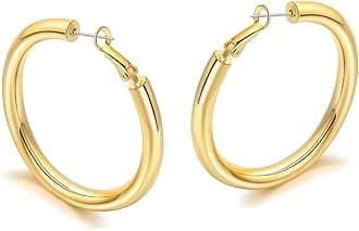 sovesi Gold Hoop Earrings for Women 14K Real Gold Plated Thick Hoop Earrings Lightweight Chunky Gold Hoop Earring Silver Hoop Earrings for Women