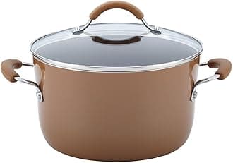 Rachael Ray Cucina Nonstick Cookware Pots and Pans Set, 12 Piece, Mushroom Brown