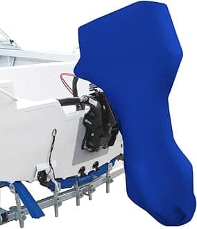 Seamander Outboard Motor Cover,Full Motor Outboard Cover, Engines Cover Waterproof Boat Cover (Pacific Blue(600D), Fits for 15-20 HP)