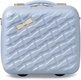 Women's Belle Fashion Lightweight Hardshell Spinner Luggage, Pale Blue, Vanity Case, Luggage