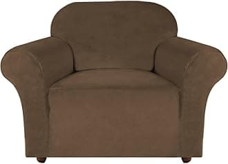 Turquoize Stretch Velvet Chair Cover Sofa Covers for Living Room Armchair Cover Chair Slip Covers with Arms Armchair Slipcover with Elastic Bottom Crafted from Soft Velvet Fabric (Chair, Bronze Brown)