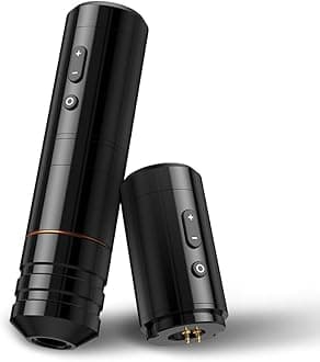 Ambition Ninja Plus Wireless Tattoo Machine - Rotary Cartridge Tattoo Gun with 2000mAh Power LCD Digital Display Brushless Motor Straight Drive Bar Tattoo Equipment for Tattoo Artists