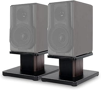 BQKOZFIN 5.9 inch(15 cm) Wood Speaker Stands, 1 Pair, Stands for Home-Cinema HiFi Bookshelf Box and Satellite Speakers Wood Grain Enhanced Audio Listening Experience for Home Theaters